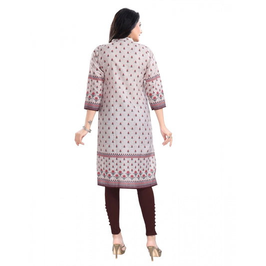 Beige Cotton Blend Tunic 3/4th Sleeve Long Kurti
