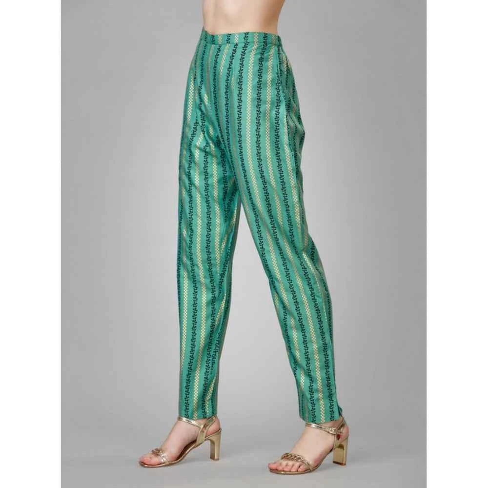 3-4 th Sleeve Embroidery Rayon Kurti Pant Set (Green)